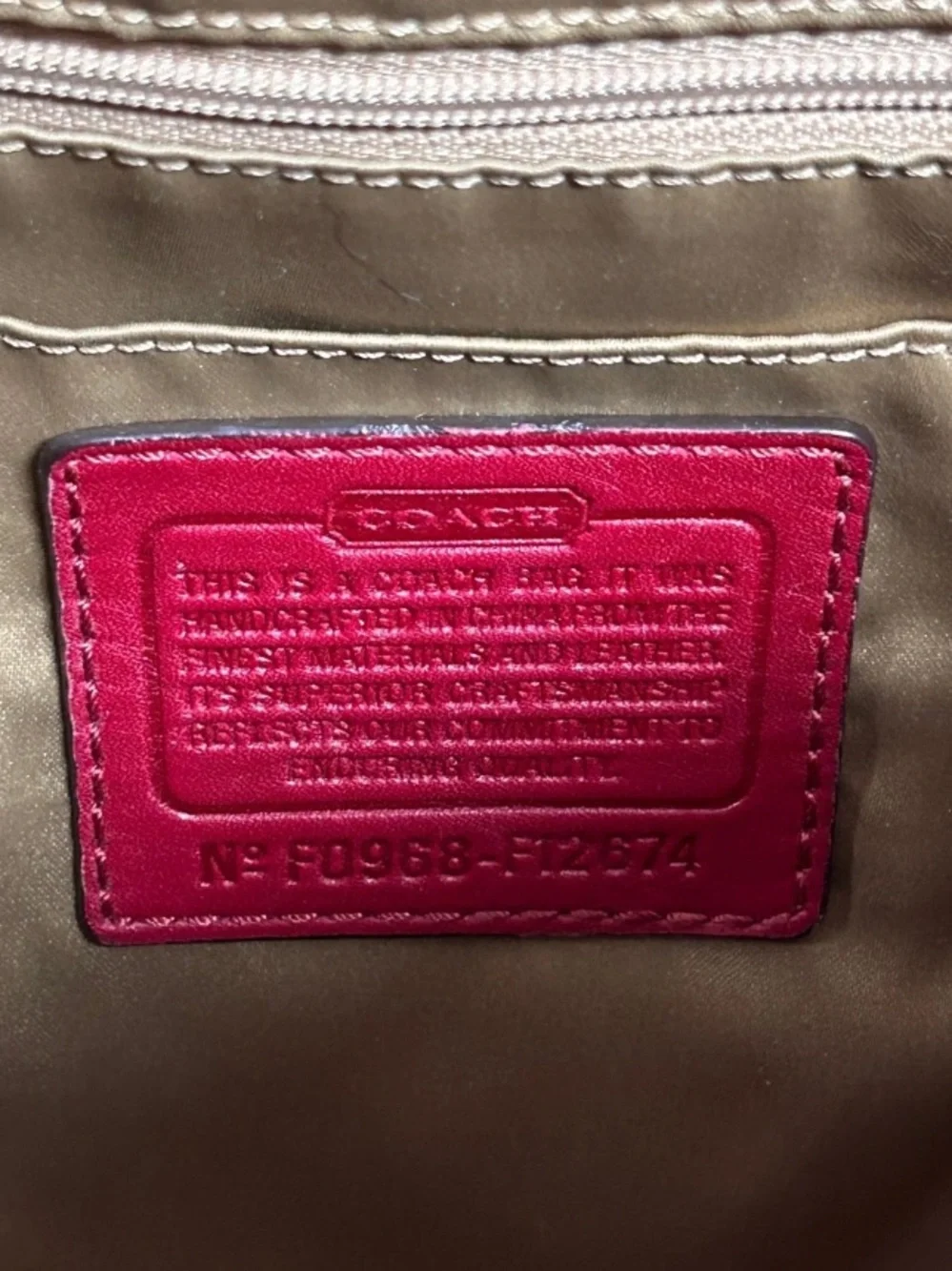 Coach Signature Canvas Hobo with Red Leather Trim